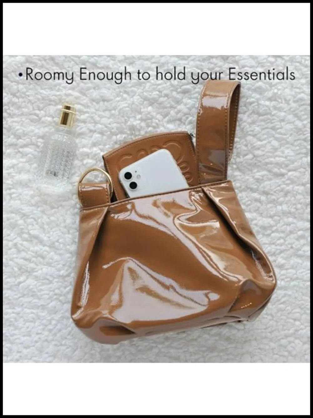 Women's Patent Vegan Leather Hobo Top Handle Bag Clutch Wristlet